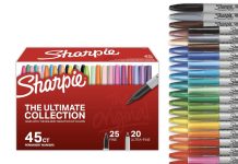 【折后$29.08 Prime包邮】Sharpie 永久记号笔 黑色+彩色 共45支!