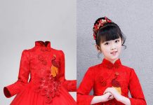 【折后$16.99 Prime包邮】女童立体孔雀旗袍连衣裙