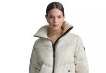 好看!【折后$69.99 包邮】DKNY Sport 女士宽松防水大翻领保暖夹克外套 两色选