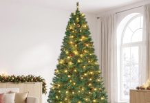 【折后$99.99 包邮】仿真带灯圣诞树 7.5feet!