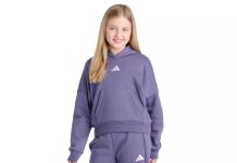 8-16岁!【折后$45.5 包邮】adidas 大童抓绒连帽卫衣+阔腿裤 两件套 4色选
